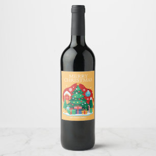 Cute Merry Christmas Wine Label