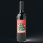 Cute Merry Christmas Wine Label<br><div class="desc">Create personalised Christmas holiday wine bottle labels featuring "Merry Christmas" and your name in chic lettering,  around a fun Christmas scene. Great for your holiday gift giving.</div>