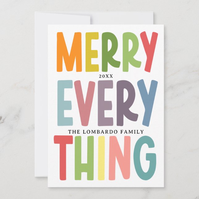Cute Merry Everything Inclusive 2 photos collage Holiday Card (Front)