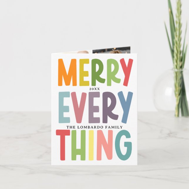Cute Merry Everything Inclusive 4 photo COLLAGE Holiday Card (Front)