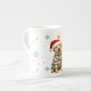 Cute merry Lab Christmas tree puppy dog pattern Bone China Mug