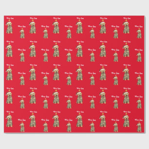 Cute merry Lab christmas tree puppy dog pattern Wrapping Paper