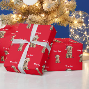 Cute merry Lab christmas tree puppy dog pattern Wrapping Paper