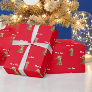 Cute merry lion Christmas tree zoo safari Xmas Wrapping Paper