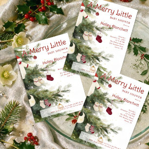 Cute Merry Little Christmas Baby Shower Tree LPM26 Invitation