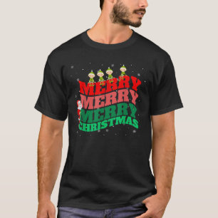 Cute Merry Merry Merry Christmas Santa Elf Xmas Sq T-Shirt