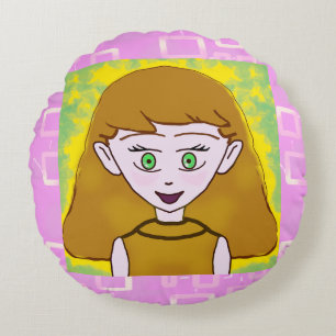 Cute Merry Pink Bowtie Teddy Bear Round Cushion