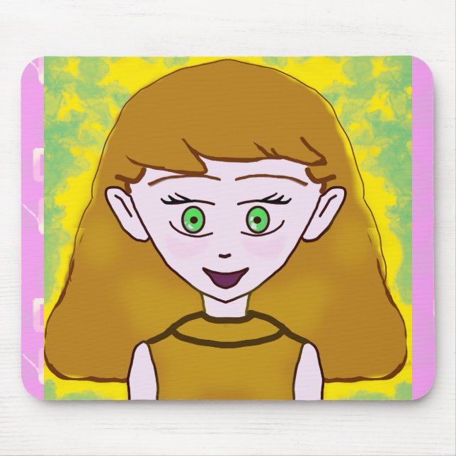 Cute Merry Pink Mouse Mat (Front)
