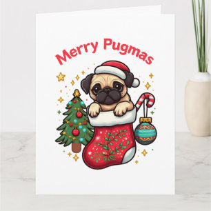 Cute "Merry Pugmas" Christmas Pug Card