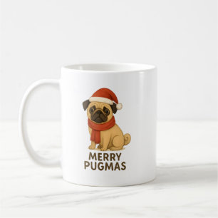 Cute Merry Pugmas Festive Holiday Pug Coffee Mug