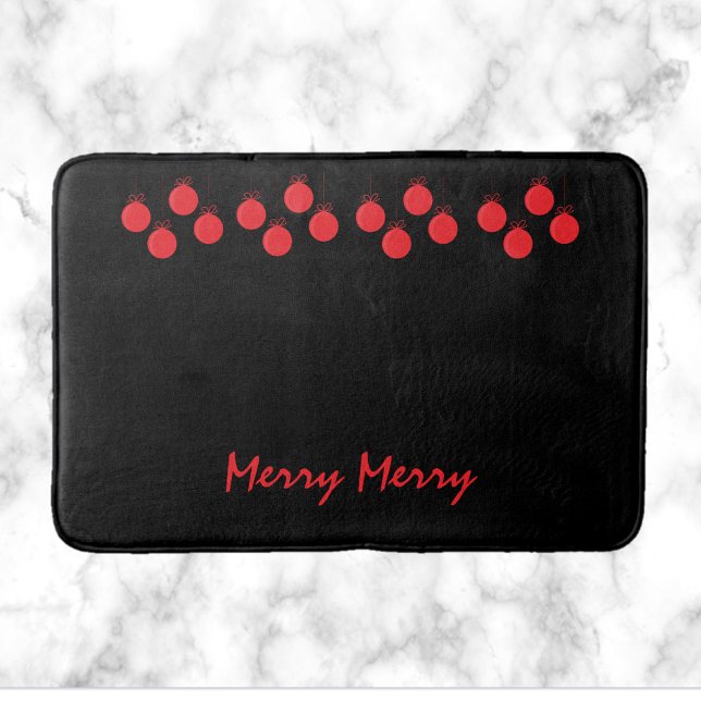Cute Merry Red Tree Ornaments Christmas Bath Mat (Creator Uploaded)