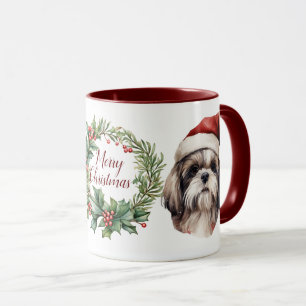 Cute Merry Shih tzu Dog Christmas Mug