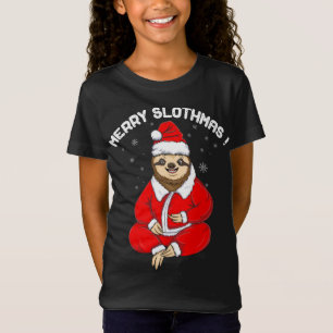 Cute Merry Slothmas Christmas Sloth in Pyjamas T-Shirt