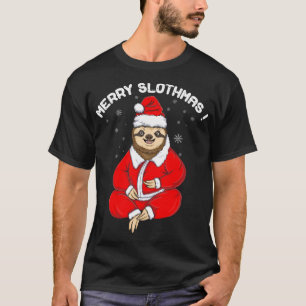 Cute Merry Slothmas Christmas Sloth in Pyjamas T-Shirt