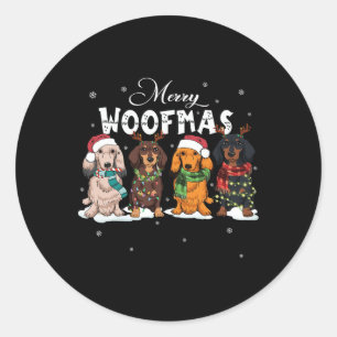 Cute Merry Woofmas Dachshund Christmas Dog Reindee Classic Round Sticker