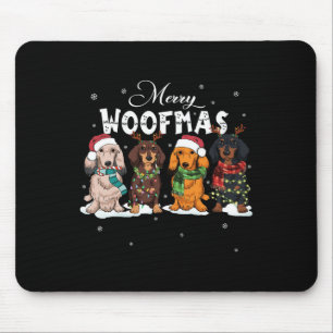 Cute Merry Woofmas Dachshund Christmas Dog Reindee Mouse Mat