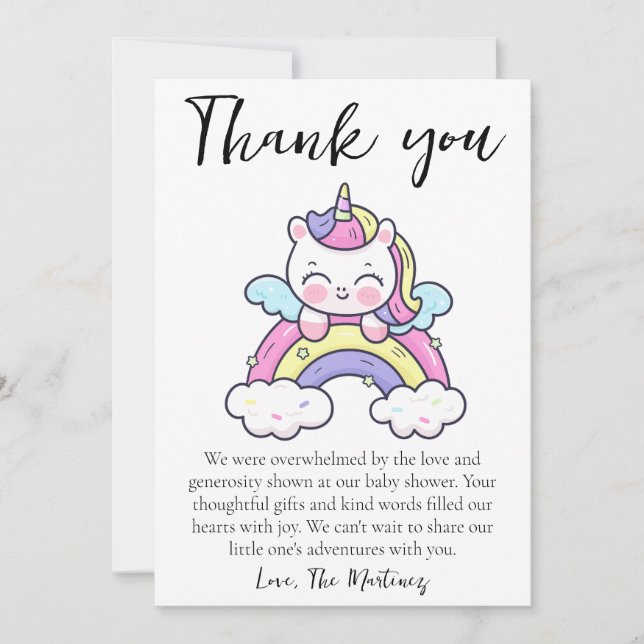 cute message baby shower thank you cards (Front)