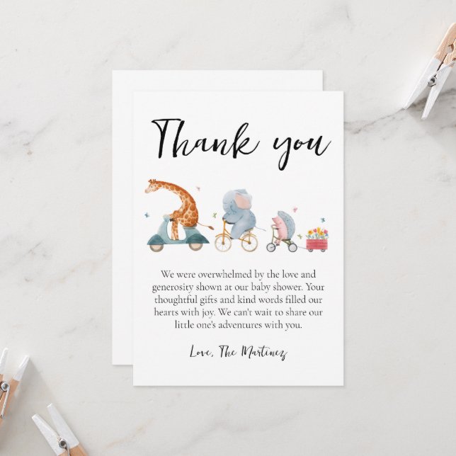 cute message baby shower thank you cards (Front/Back In Situ)
