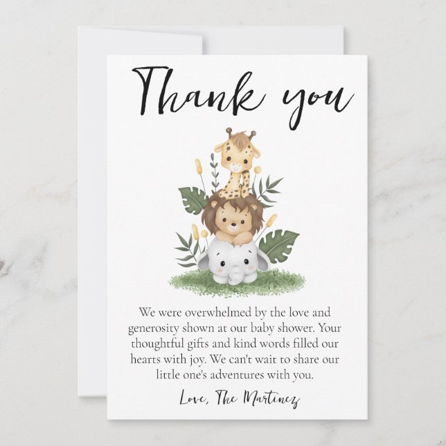 cute message baby shower thank you cards (Front)