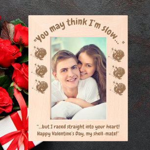 Cute Message Floral Snail Valentines Gift Wooden Etched Frames