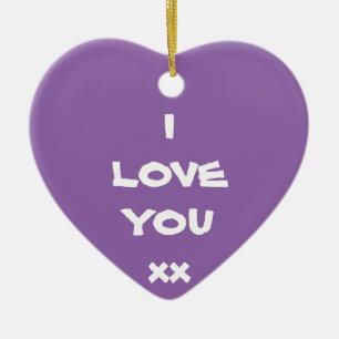 Cute message I LOVE YOU xx Heart Ornament