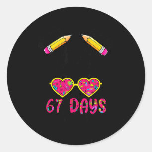 Cute Messy Bun 67 Days Smarter 67 Kids 67 Days Of Classic Round Sticker