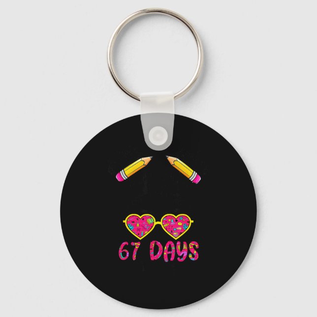 Cute Messy Bun 67 Days Smarter 67 Kids 67 Days Of  Key Ring (Front)