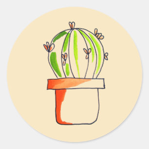 Cute Mexican cactus drawing art Classic Round Sticker