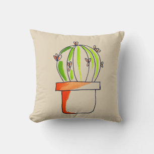 Cute Mexican cactus drawing art Cushion