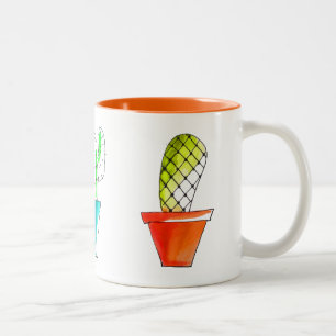 Cute Mexican cactus drawing art Two-Tone Coffee Mug