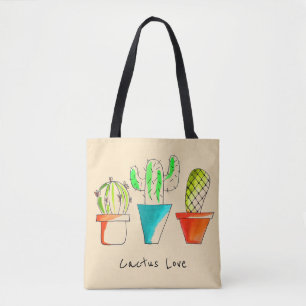 Cute Mexican cactus love desert art Tote Bag