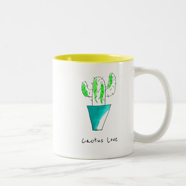 Cute Mexican cactus plant art Two-Tone Coffee Mug (Right)