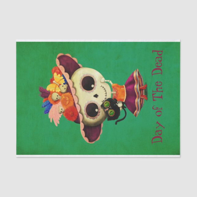 Cute Mexican Day of The Dead Girl Tissue Paper (Front)