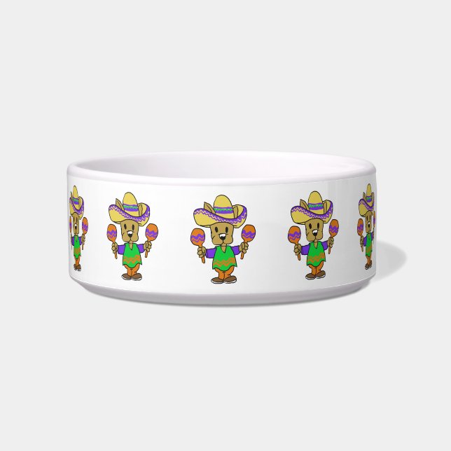 Cute Mexican dog with maracas | choose back colour Bowl (Front)