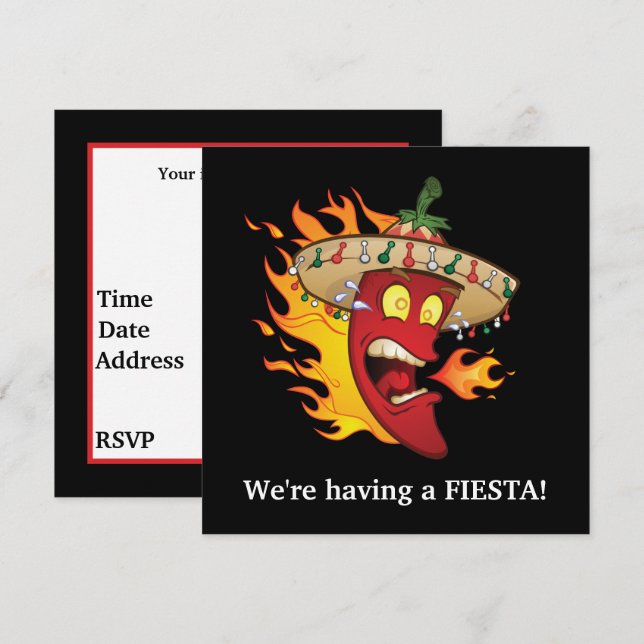 Cute Mexican Fiesta party Invitation (Front/Back)