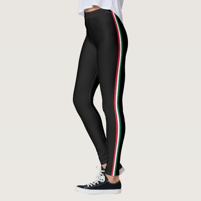 Cute Mexican Flag Stripe Women's Mexico Leggings (Left)