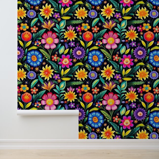 Cute Mexican flowers tiled pattern  Wallpaper (Application)