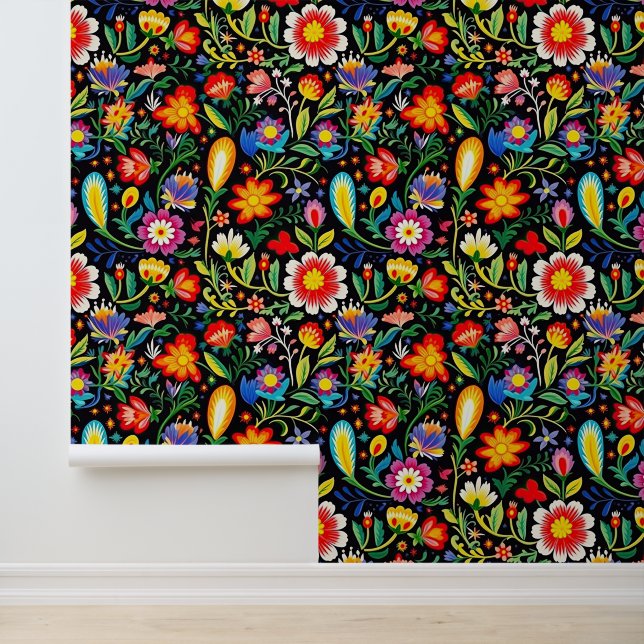 Cute Mexican flowers tiled pattern  Wallpaper (Application)