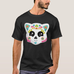 Cute Mexican Halloween Cat Sugar Skull Cat T-Shirt
