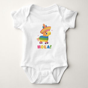 Cute Mexican Happy Pinata Hola Baby Bodysuit