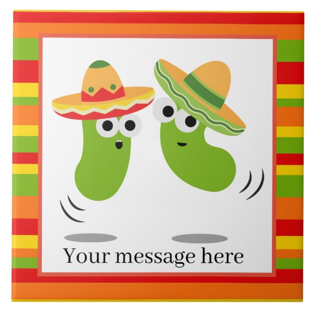 Cute Mexican jumping beans add message decor tile (Front)