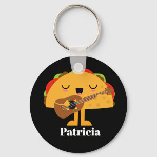 Cute Mexican singing taco add name Key Ring