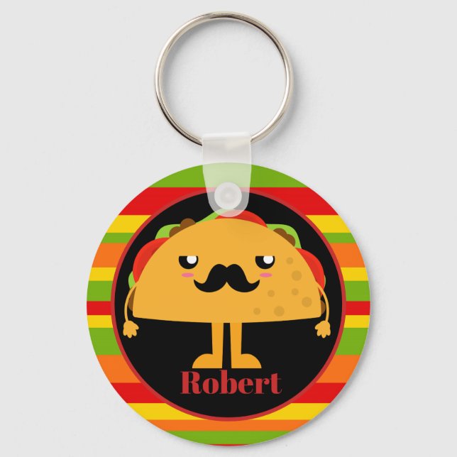 Cute Mexican taco add name Key Ring (Front)