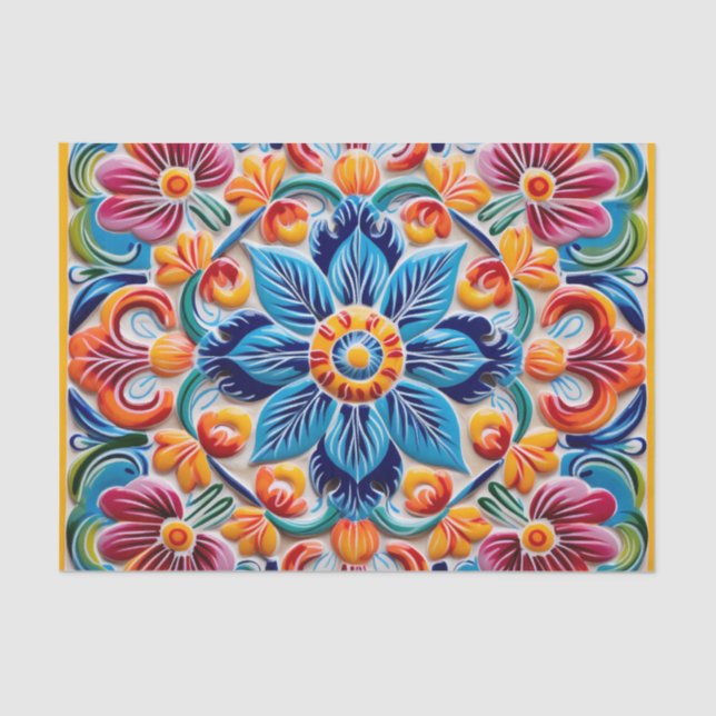 Cute Mexican tile pattern  Tissue Paper (Front)