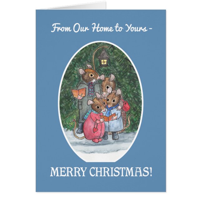 Cute Mice Carol Singers Merry Christmas (Front)