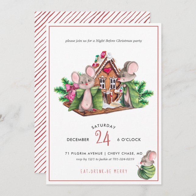Cute Mice | Christmas Holiday Party Invitation (Front/Back)