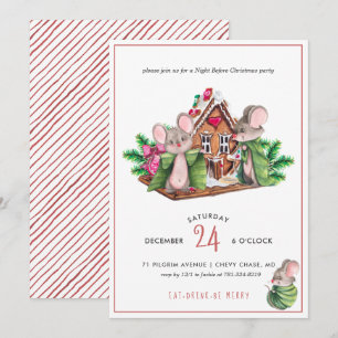 Cute Mice   Christmas Holiday Party Invitation