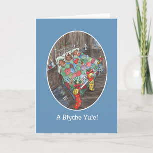 Cute Mice Christmas Stockings Scots Greeting Holiday Card