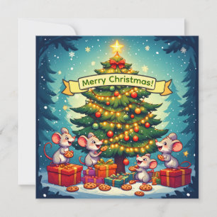 Cute Mice Cookies Christmas Tree Festive Cheerful