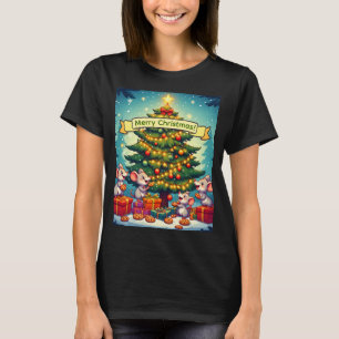Cute Mice Cookies Christmas Tree Festive Cheerful T-Shirt